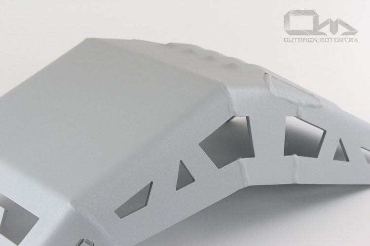 This skid plate was designed to protect the Suzuki DL 650 Vstrom body and vital components around the engine in case of a fall or drop. Available at www.OutbackMotortek.com